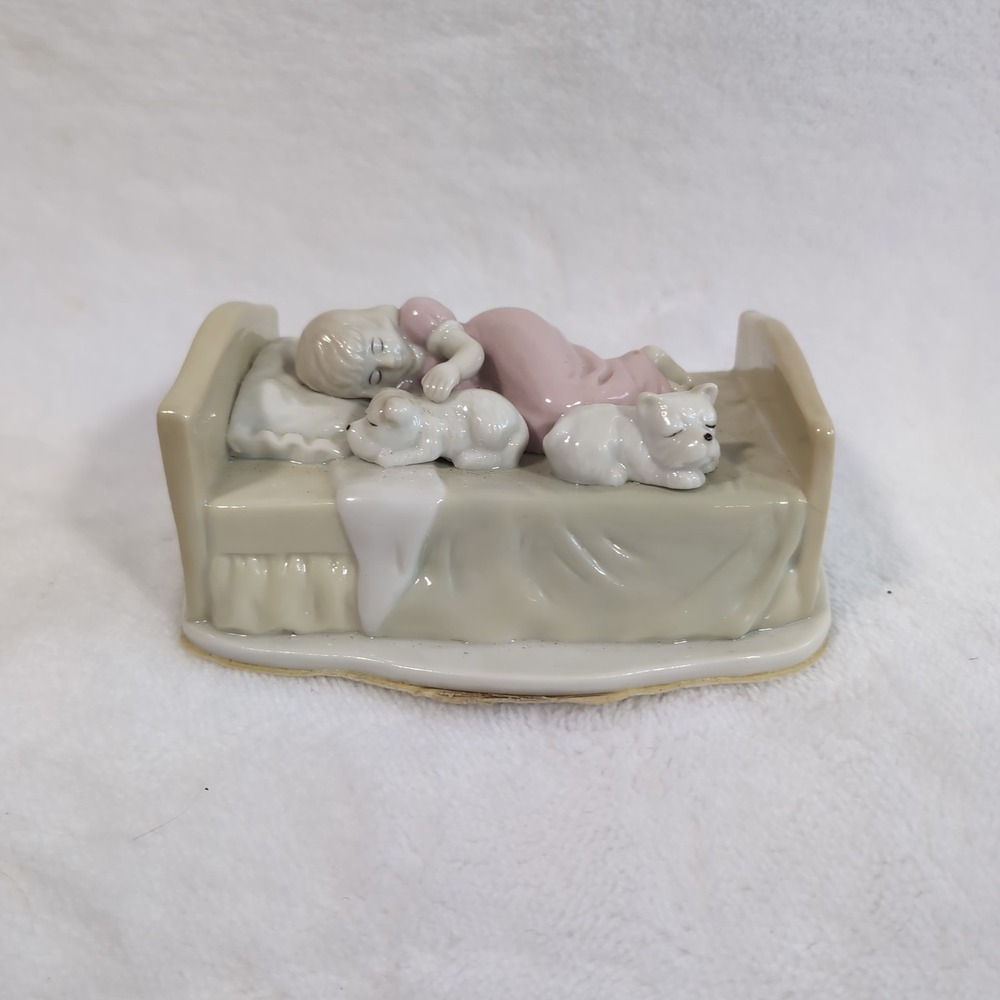 Westland Sleeping Girl w/ Dogs Bed Porcelain Figurine Cottage Shabby Simpson?